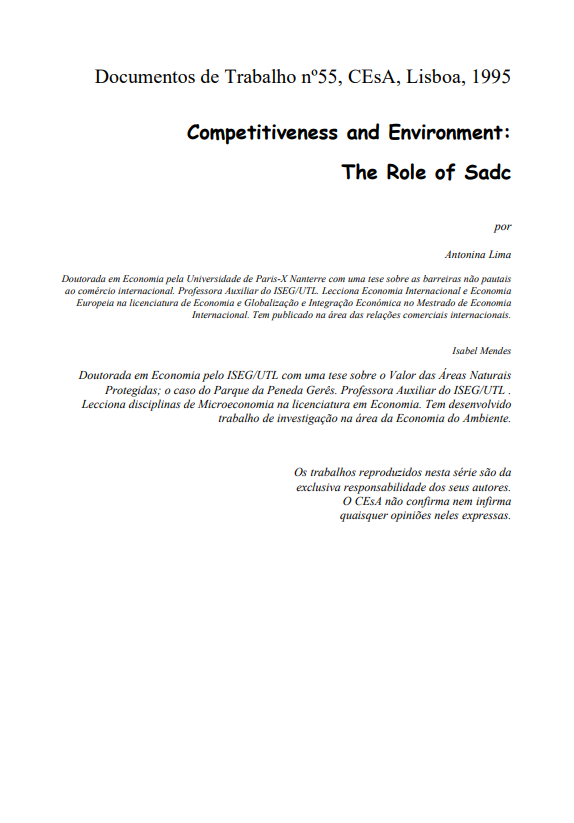 Competitiveness and environment: the role of SADC - CEsA