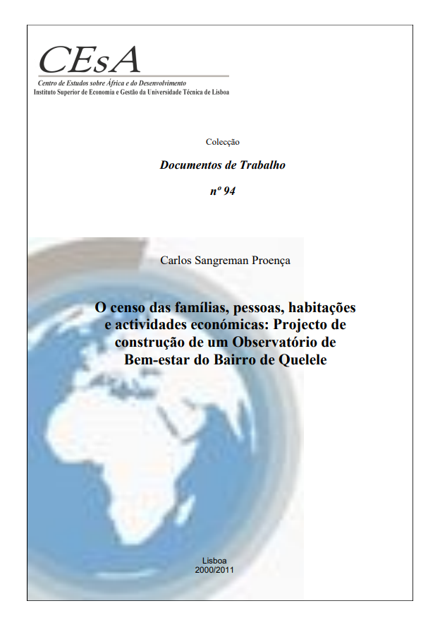 O censo das famílias, pessoas, habitações e actividades económicas: projecto de construção de um Observatório de Bem-estar do Bairro de Quelele