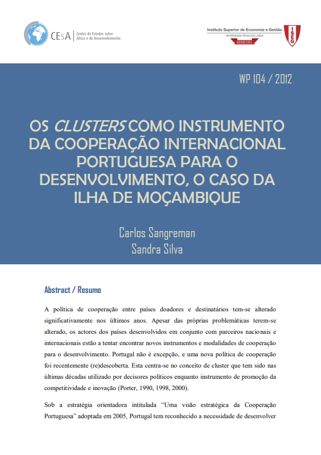 Os clusters como instrumento da cooperação internacional portuguesa para o desenvolvimento, o caso da Ilha de Moçambique