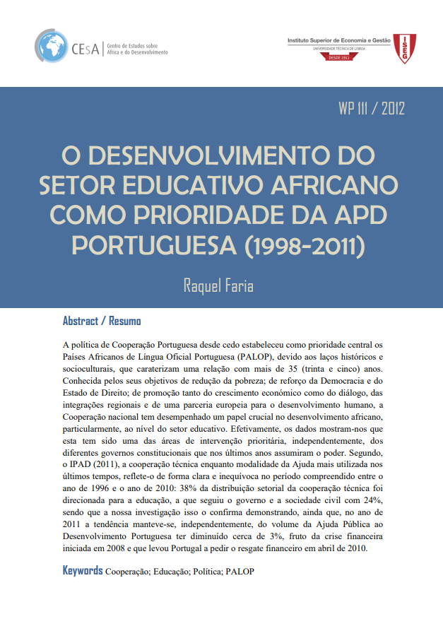O desenvolvimento do setor educativo africano como prioridade da APD portuguesa (1998-2011)