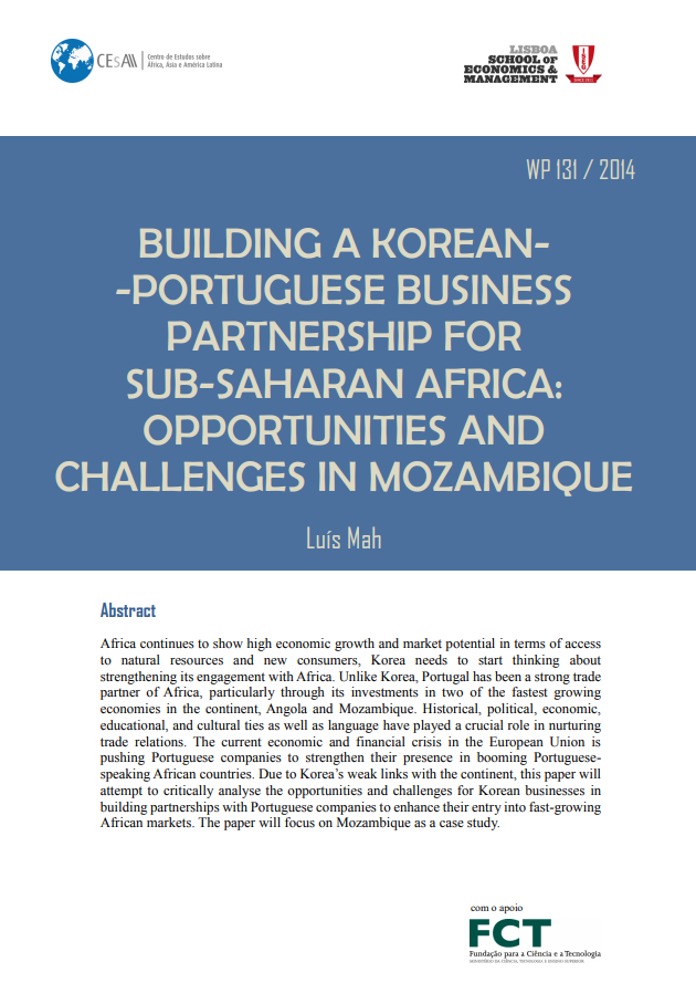 Building a Korean-Portuguese business partnership for sub-saharan Africa : opportunities and challenges in mozambique