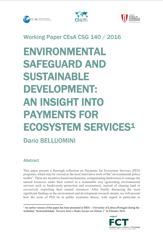 Environmental safeguard and sustainable development: an insight into payments for ecosystem services