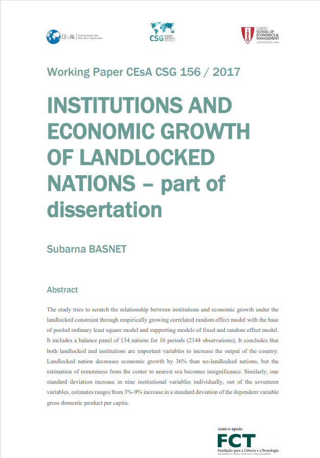 Institutions and economic growth of landlocked nations – part of dissertation