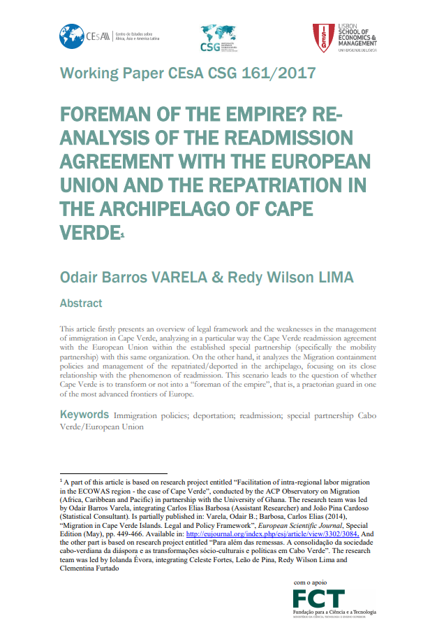 Foreman of the empire? Re-analysis of the readmission agreement with the European Union and the repatriation in the archipelago of Cape Verde