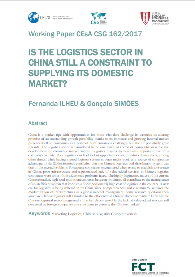 Is the logistics sector in China still a constraint to supplying its domestic market?