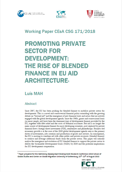 Promoting private sector for development : the rise of blended finance in EU aid architecture