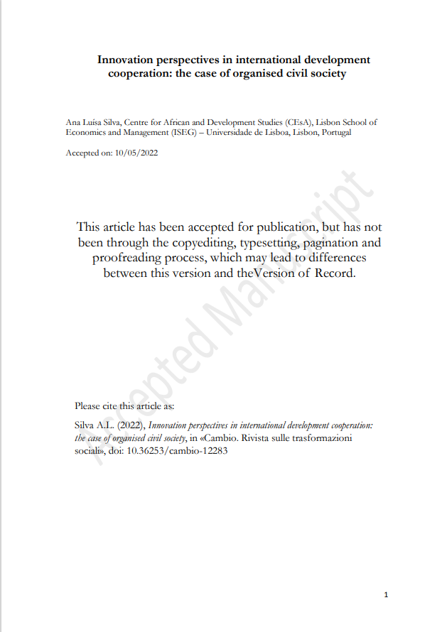 Innovation perspectives in international development cooperation: the case of organised civil society