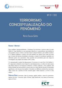 Dicas de leitura: 2º - WP nº 117/2013: Terrorismo: conceptualização do fenómeno (Galito, Maria Sousa)